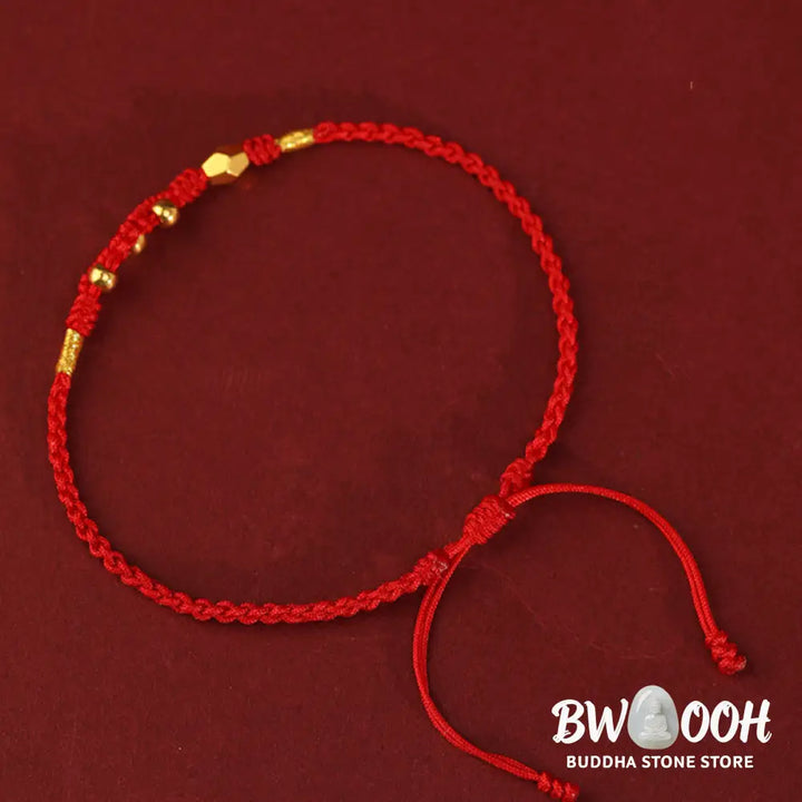 Buddha Stones 999 Gold Year of the Snake Mini Gold Bead Handmade Luck Protection Braided Bracelet - BWOOOH - Bracelet