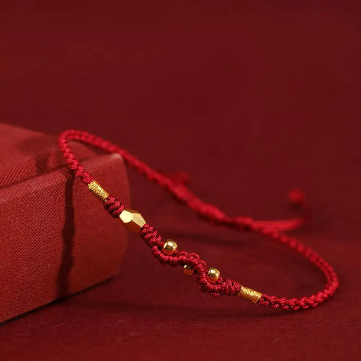 BWOOOH 999 Gold Year of the Snake Mini Gold Bead Handmade Luck Protection Braided Bracelet - BWOOOH - Dark