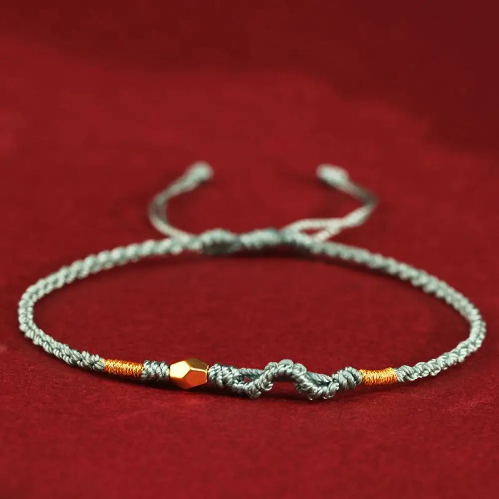 Buddha Stones 999 Gold Year of the Snake Mini Gold Bead Handmade Luck Protection Braided Bracelet - BWOOOH