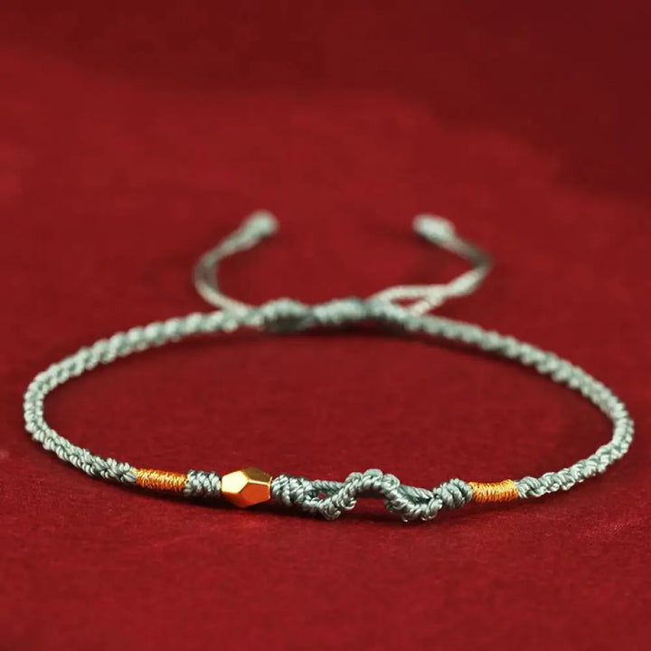 Buddha Stones 999 Gold Year of the Snake Mini Gold Bead Handmade Luck Protection Braided Bracelet - BWOOOH