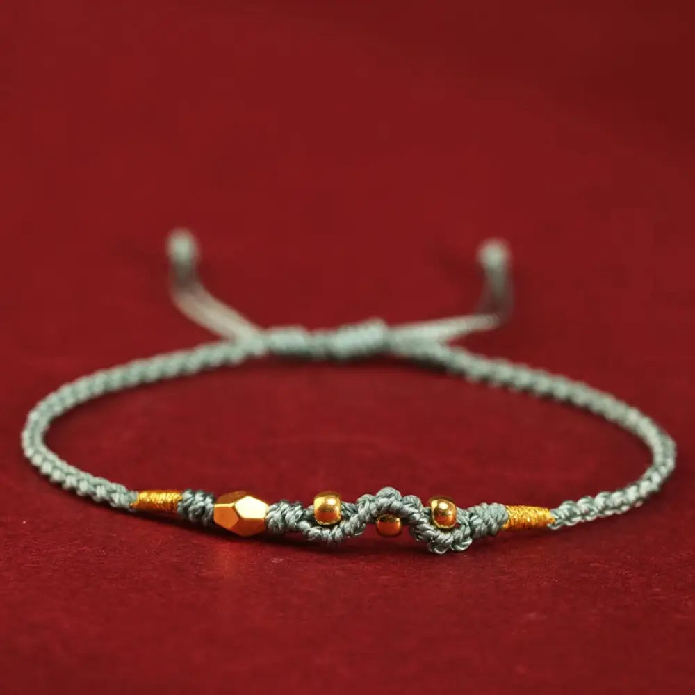 Buddha Stones 999 Gold Year of the Snake Mini Gold Bead Handmade Luck Protection Braided Bracelet - BWOOOH