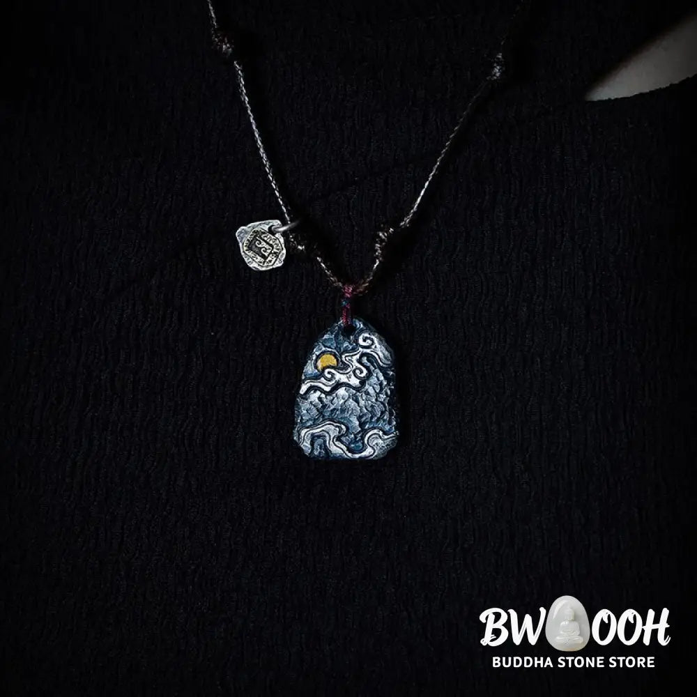 Buddha Stones 999 Sterling Silver 24k Gold Auspicious Clouds Protection Necklace Pendant - BWOOOH - 999 Sterling Silver