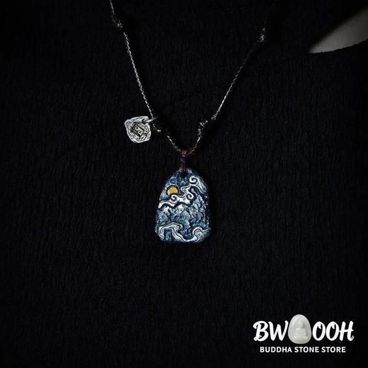 Buddha Stones 999 Sterling Silver 24k Gold Auspicious Clouds Protection Necklace Pendant - BWOOOH - 999 Sterling Silver