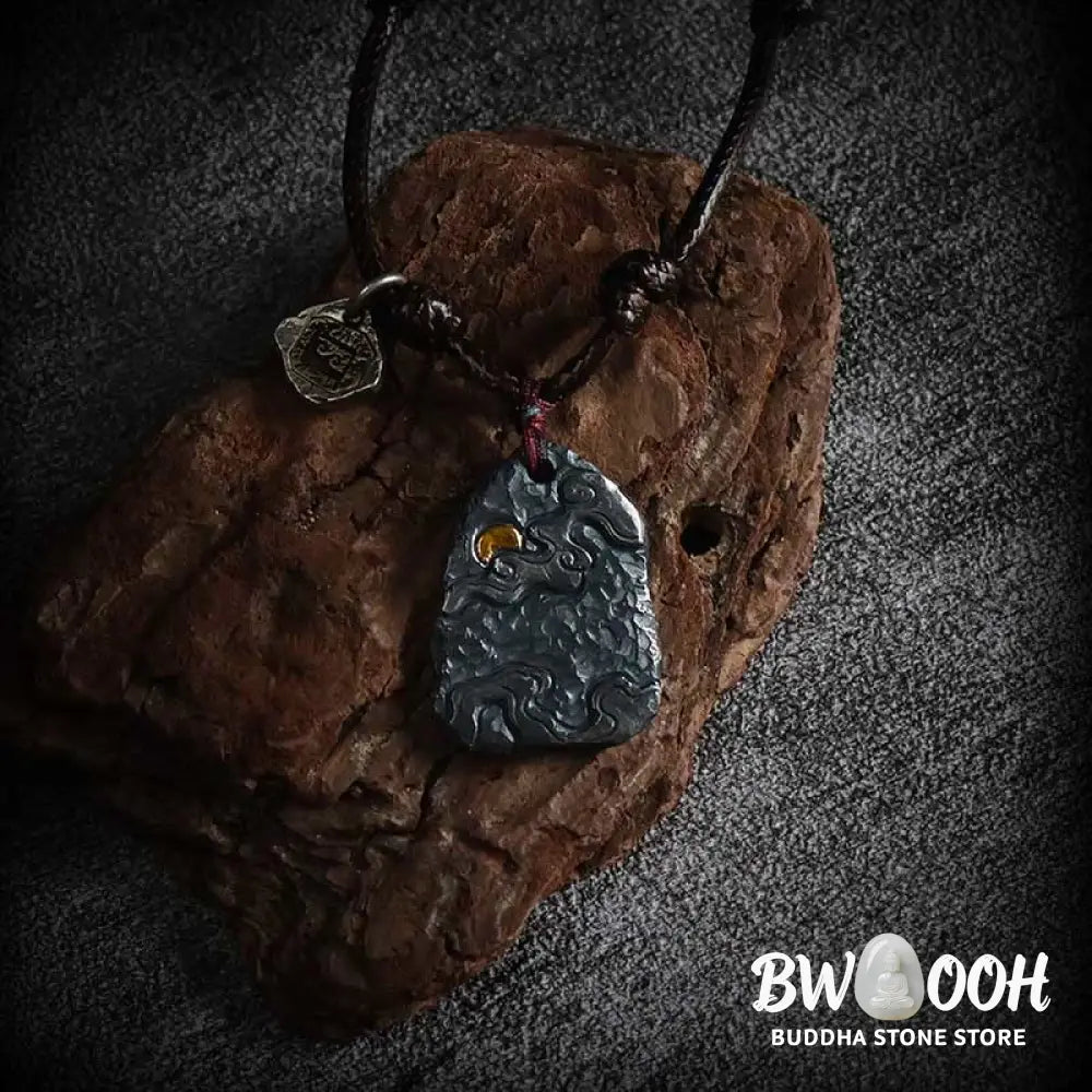 Buddha Stones 999 Sterling Silver 24k Gold Auspicious Clouds Protection Necklace Pendant - BWOOOH - 999 Sterling Silver