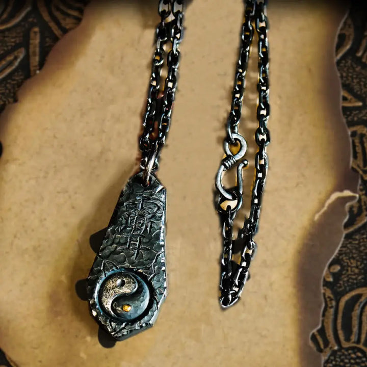 Buddha Stones 999 Sterling Silver 24k Gold Big Dipper Yin Yang Design Harmony Necklace Pendant - BWOOOH - 999 Sterling
