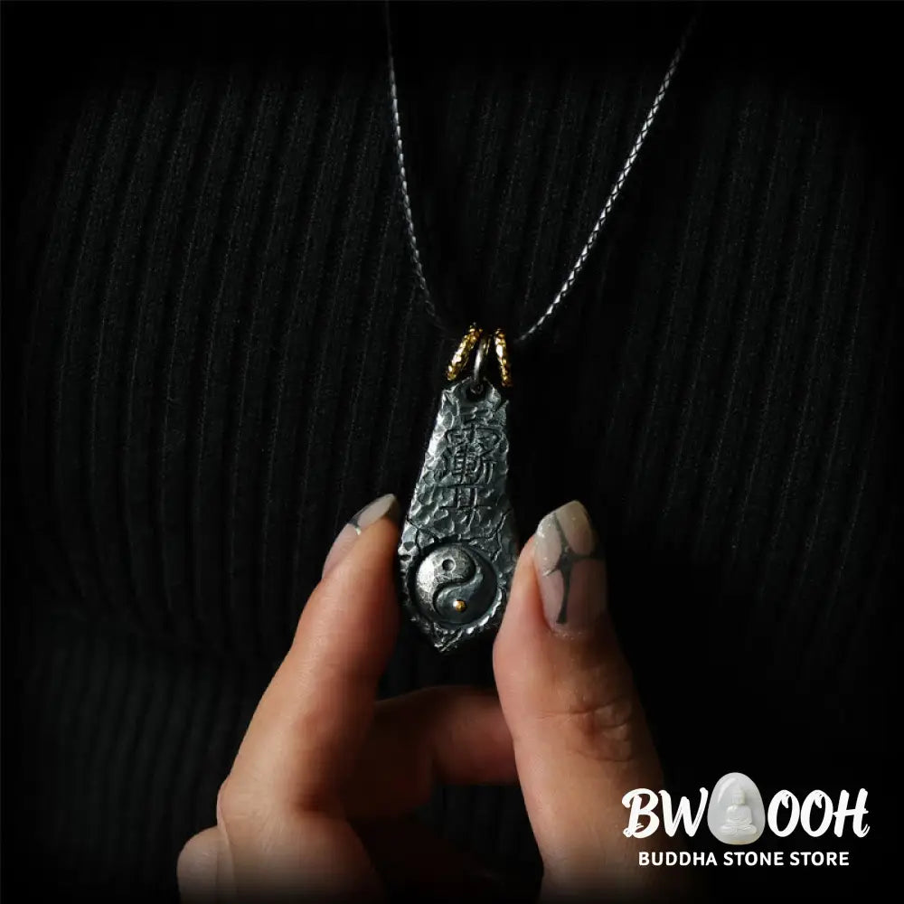 Buddha Stones 999 Sterling Silver 24k Gold Big Dipper Yin Yang Design Harmony Necklace Pendant - BWOOOH - Necklaces &amp;