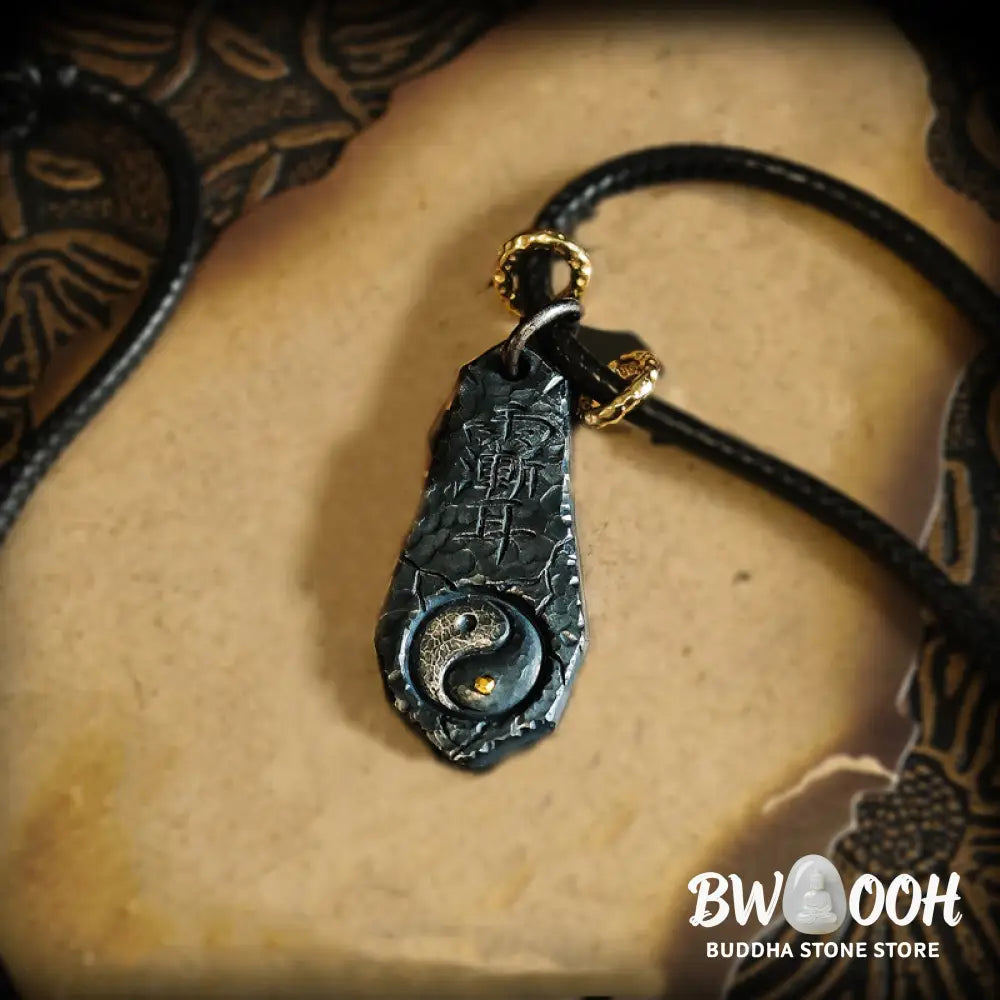 Buddha Stones 999 Sterling Silver 24k Gold Big Dipper Yin Yang Design Harmony Necklace Pendant - BWOOOH - Necklaces &amp;