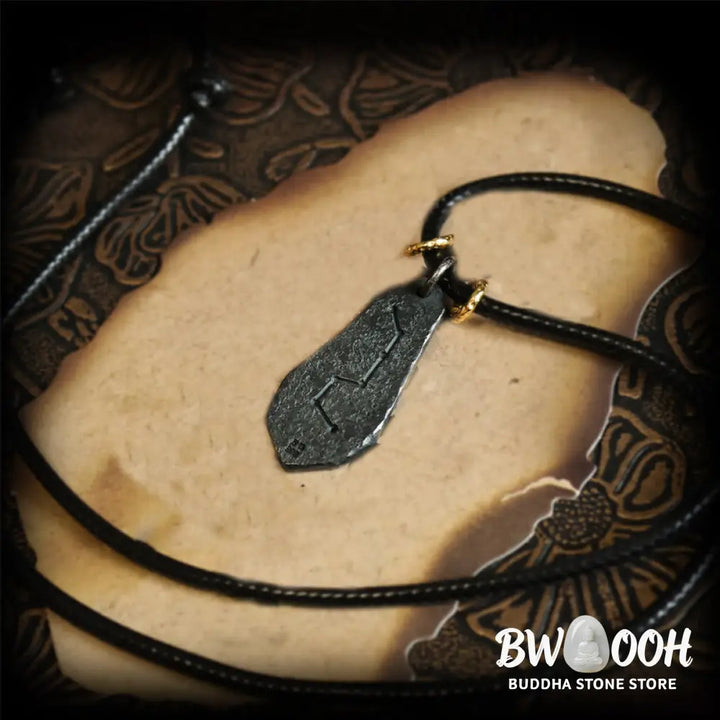 Buddha Stones 999 Sterling Silver 24k Gold Big Dipper Yin Yang Design Harmony Necklace Pendant - BWOOOH - Necklaces &amp;