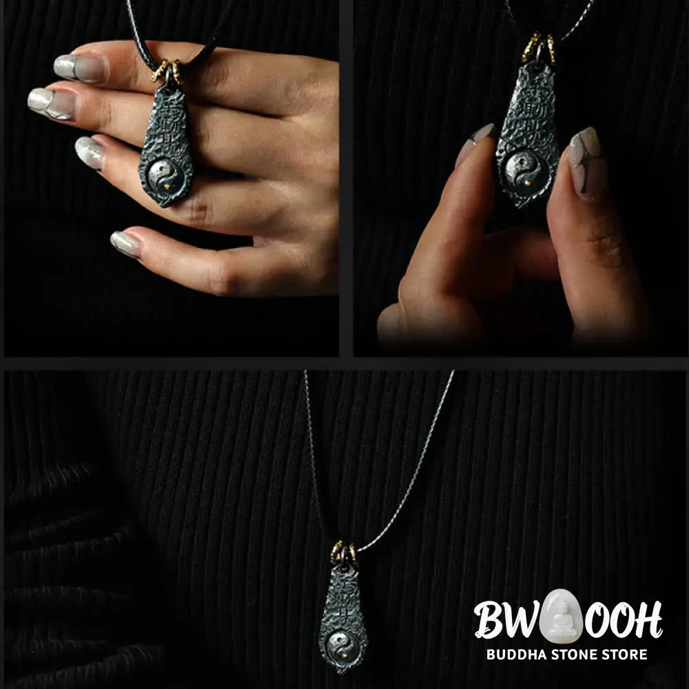 Buddha Stones 999 Sterling Silver 24k Gold Big Dipper Yin Yang Design Harmony Necklace Pendant - BWOOOH - Necklaces &amp;