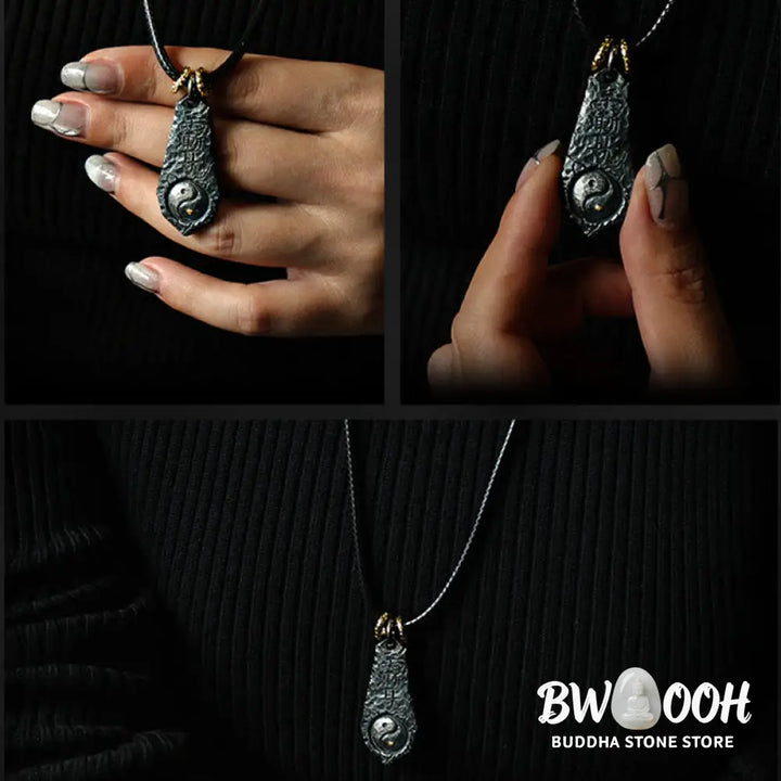 Buddha Stones 999 Sterling Silver 24k Gold Big Dipper Yin Yang Design Harmony Necklace Pendant - BWOOOH - Necklaces &amp;