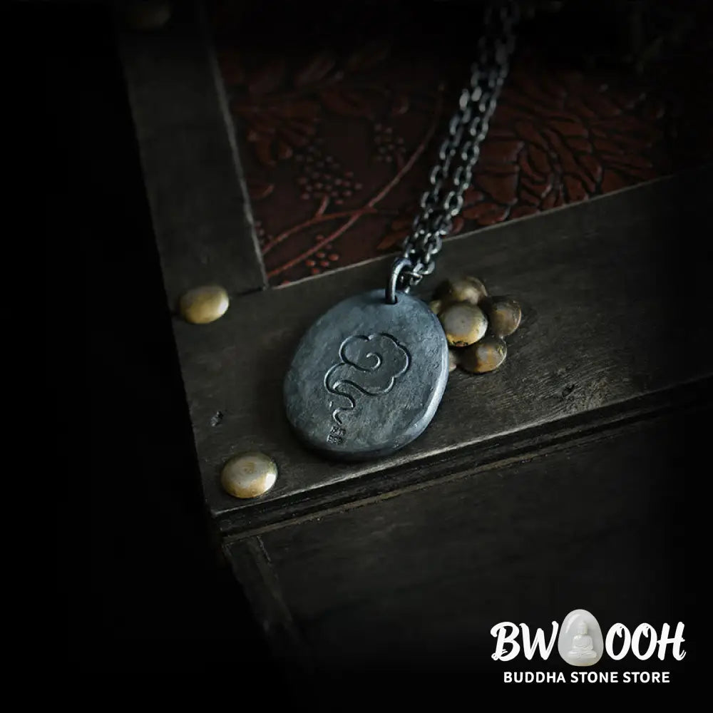Buddha Stones 999 Sterling Silver 24k Gold Crane Auspicious Clouds Balance Necklace Pendant - BWOOOH - Necklaces &amp;