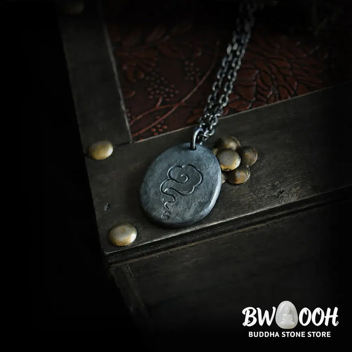 Buddha Stones 999 Sterling Silver 24k Gold Crane Auspicious Clouds Balance Necklace Pendant - BWOOOH - Necklaces &amp;