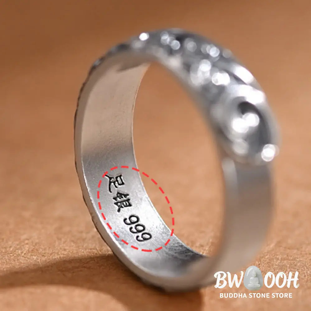 Buddha Stones 999 Sterling Silver Auspicious Clouds Engraved Blessing Adjustable Ring - BWOOOH - Ring