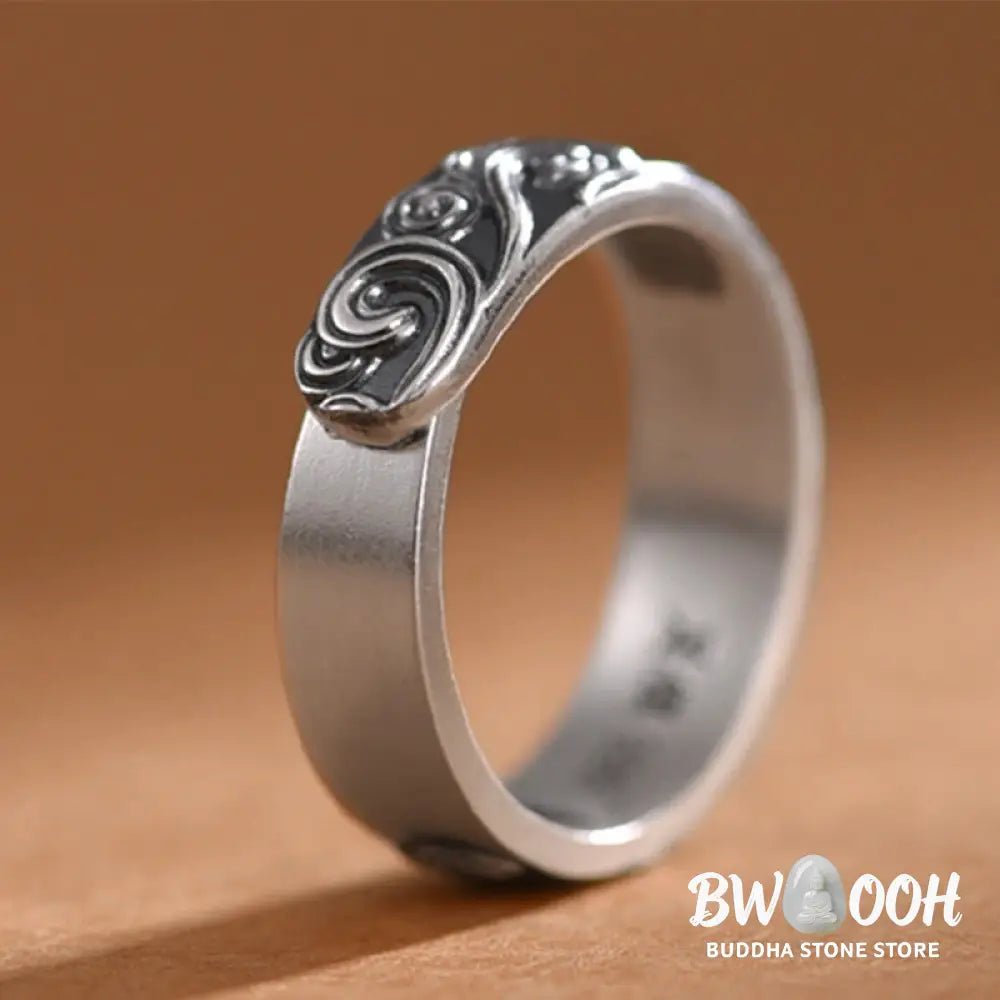 Buddha Stones 999 Sterling Silver Auspicious Clouds Engraved Blessing Adjustable Ring - BWOOOH - Ring