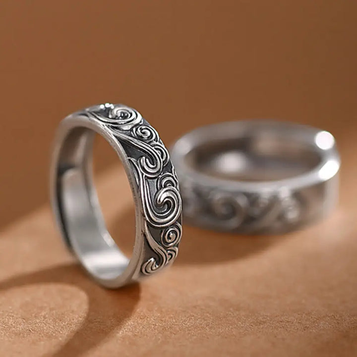 BWOOOH 999 Sterling Silver Auspicious Clouds Engraved Blessing Adjustable Ring — Sterling Silver crystal healing bracelet ...