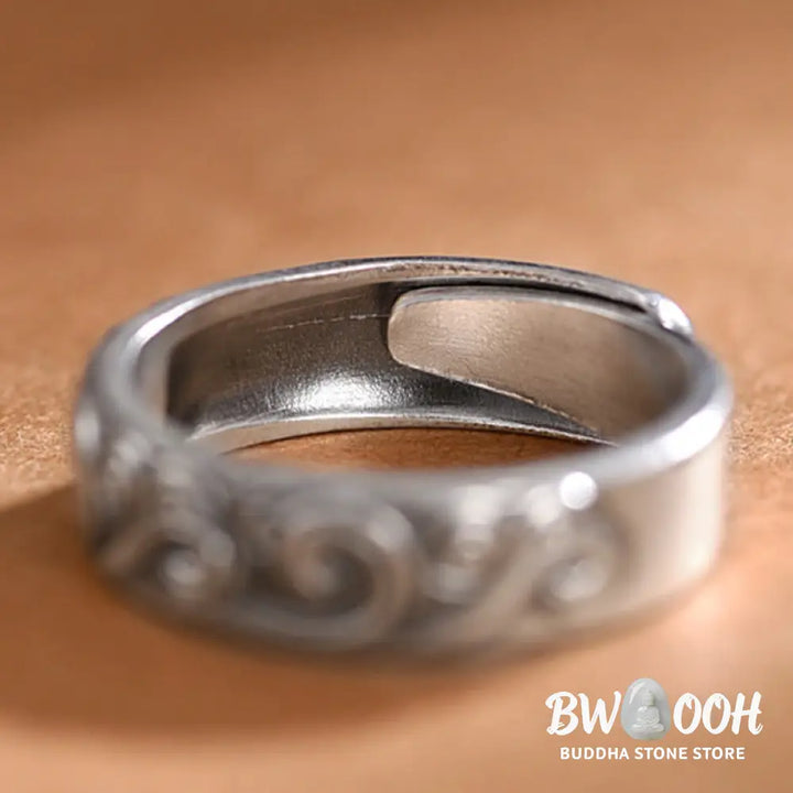 Buddha Stones 999 Sterling Silver Auspicious Clouds Engraved Blessing Adjustable Ring - BWOOOH - Ring