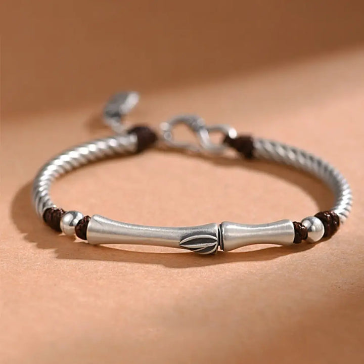 BWOOOH 999 Sterling Silver Bamboo Pattern Cicada Luck Wealth Bracelet - BWOOOH - 999 Sterling Silver - Bracelet