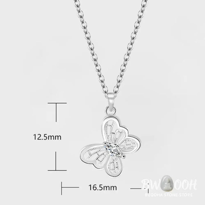 Buddha Stones 999 Sterling Silver Butterfly Protection Necklace Pendant - BWOOOH - 999 Sterling Silver - Necklaces &amp;