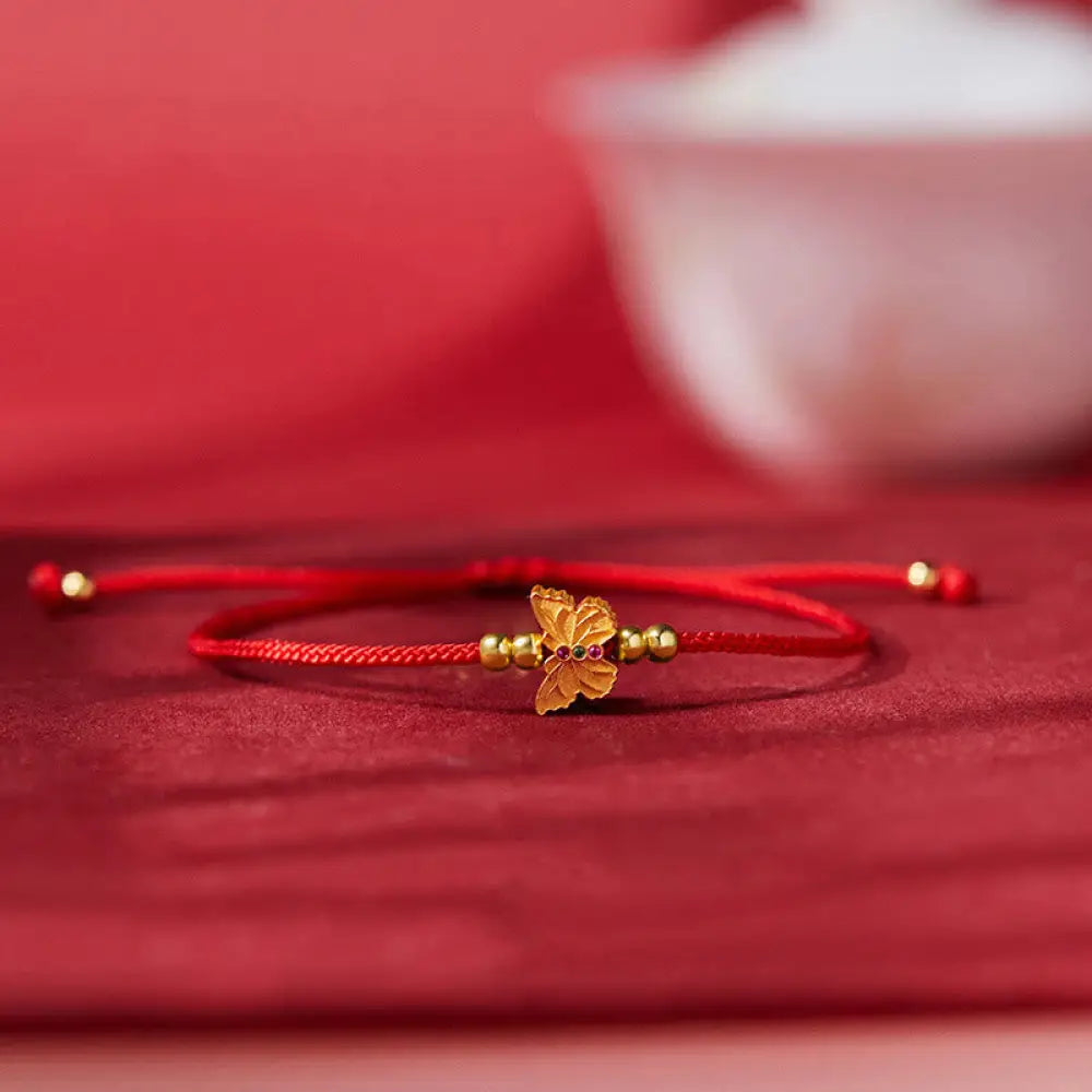 BWOOOH 999 Sterling Silver Butterfly Red String Strength 