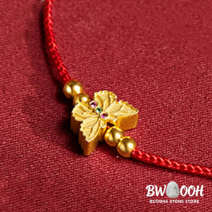 Buddha Stones 999 Sterling Silver Butterfly Red String Strength Bracelet - Butterfly(Wrist Circumference:14-18cm)