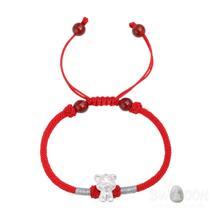 Buddha Stones 999 Sterling Silver Chinese Zodiac Luck Strength Red String Bracelet - BWOOOH - Bracelet