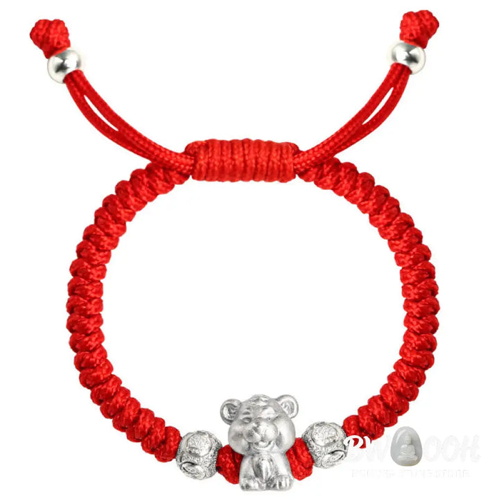 Buddha Stones 999 Sterling Silver Chinese Zodiac Red Rope Luck Handcrafted Kids Bracelet - BWOOOH - Bracelet