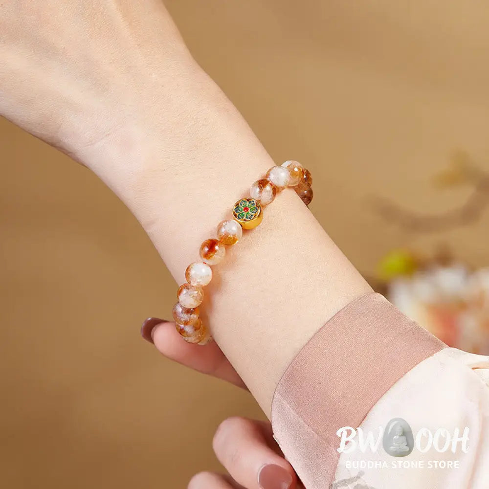 Buddha Stones 999 Sterling Silver Citrine Om Mani Padme Hum Protection Bracelet - BWOOOH - Citrine(Wrist Circumference: