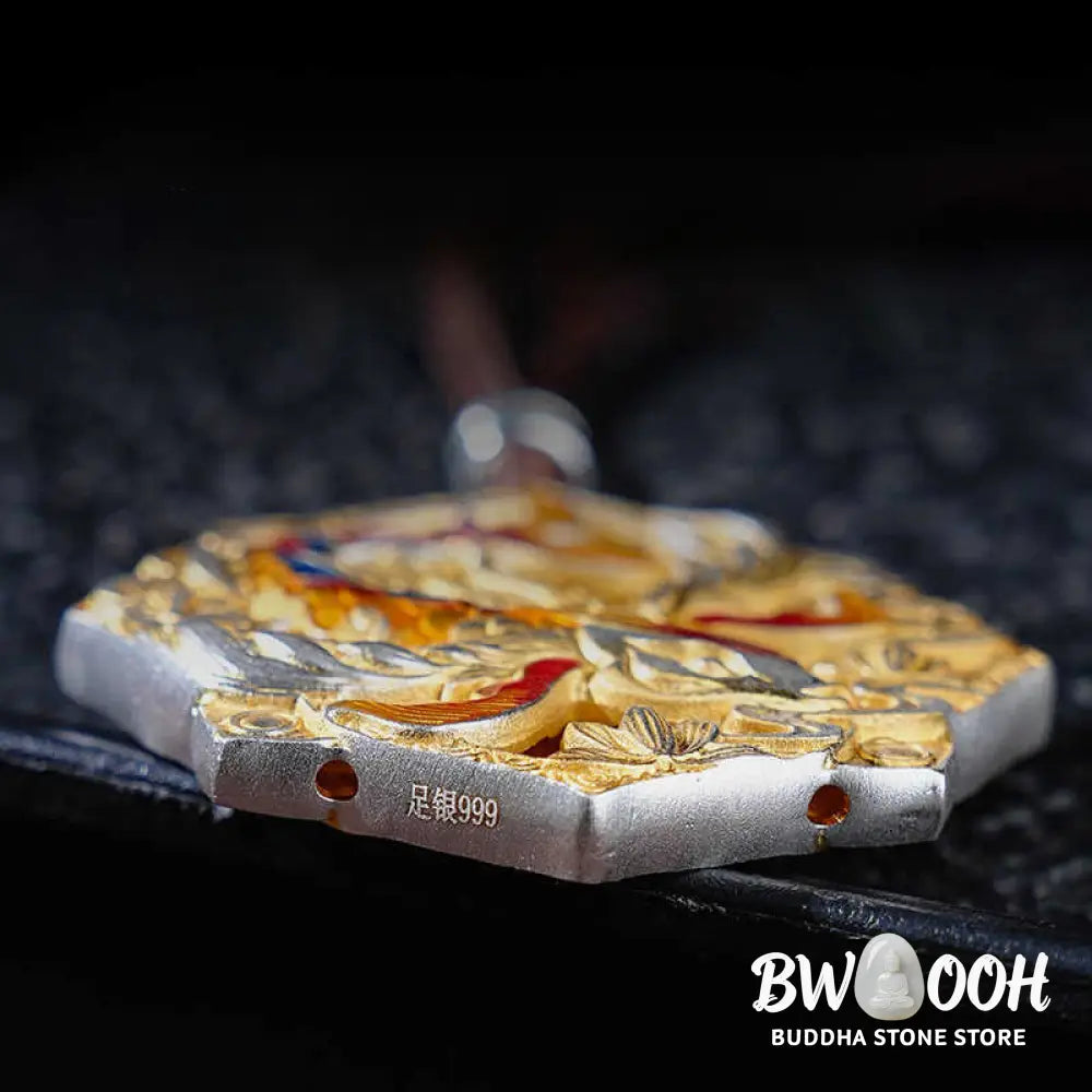 Buddha Stones 999 Sterling Silver Colorful Koi Fish Carved Luck Necklace Pendant - BWOOOH - Koi Fish(Luck♥Prosperity)