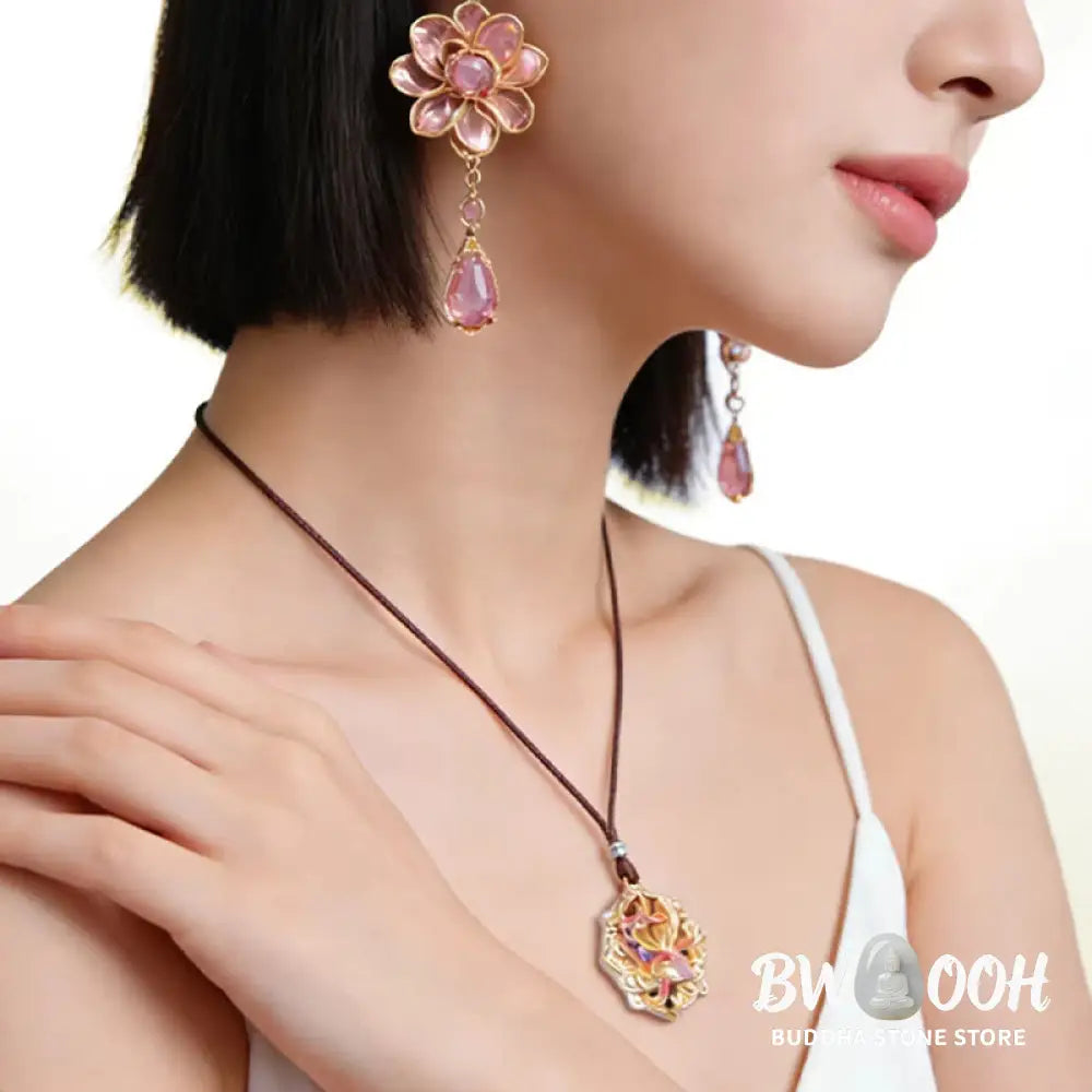 Buddha Stones 999 Sterling Silver Colorful Koi Fish Carved Luck Necklace Pendant - BWOOOH - Koi Fish(Luck♥Prosperity)