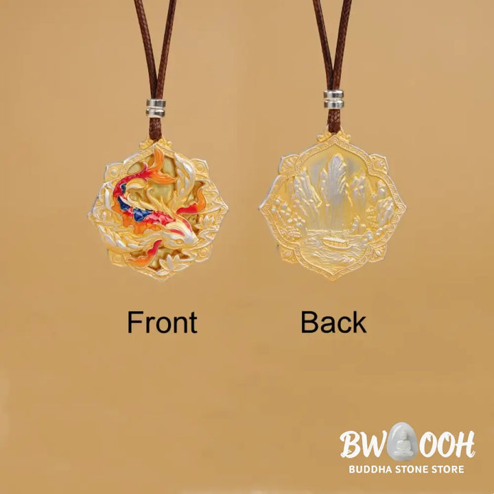 Buddha Stones 999 Sterling Silver Colorful Koi Fish Carved Luck Necklace Pendant - BWOOOH - Koi Fish(Luck♥Prosperity)