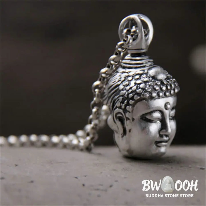 Buddha Stones 999 Sterling Silver Buddha Demon Serenity Necklace Pendant - BWOOOH - Necklaces &amp; Pendants