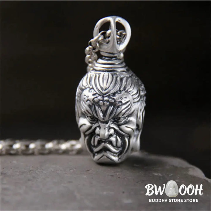 Buddha Stones 999 Sterling Silver Buddha Demon Serenity Necklace Pendant - BWOOOH - Necklaces &amp; Pendants