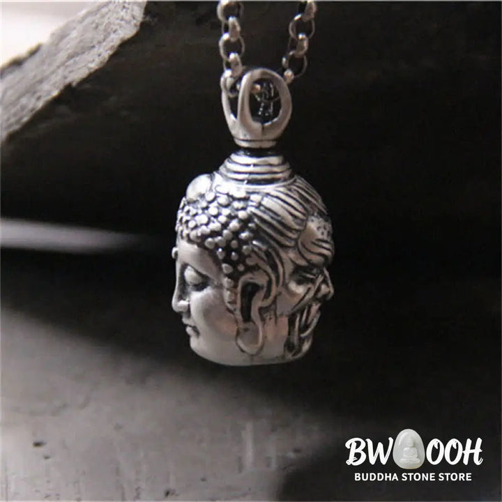 Buddha Stones 999 Sterling Silver Buddha Demon Serenity Necklace Pendant - BWOOOH - Necklaces &amp; Pendants