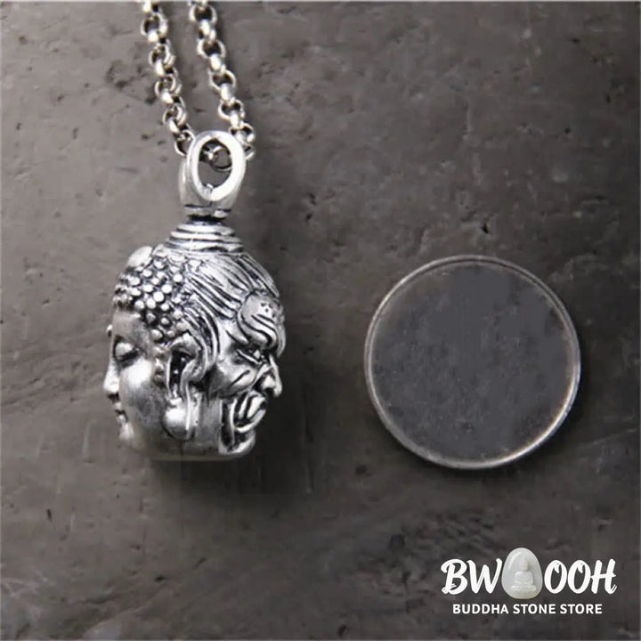 Buddha Stones 999 Sterling Silver Buddha Demon Serenity Necklace Pendant - BWOOOH - Necklaces &amp; Pendants