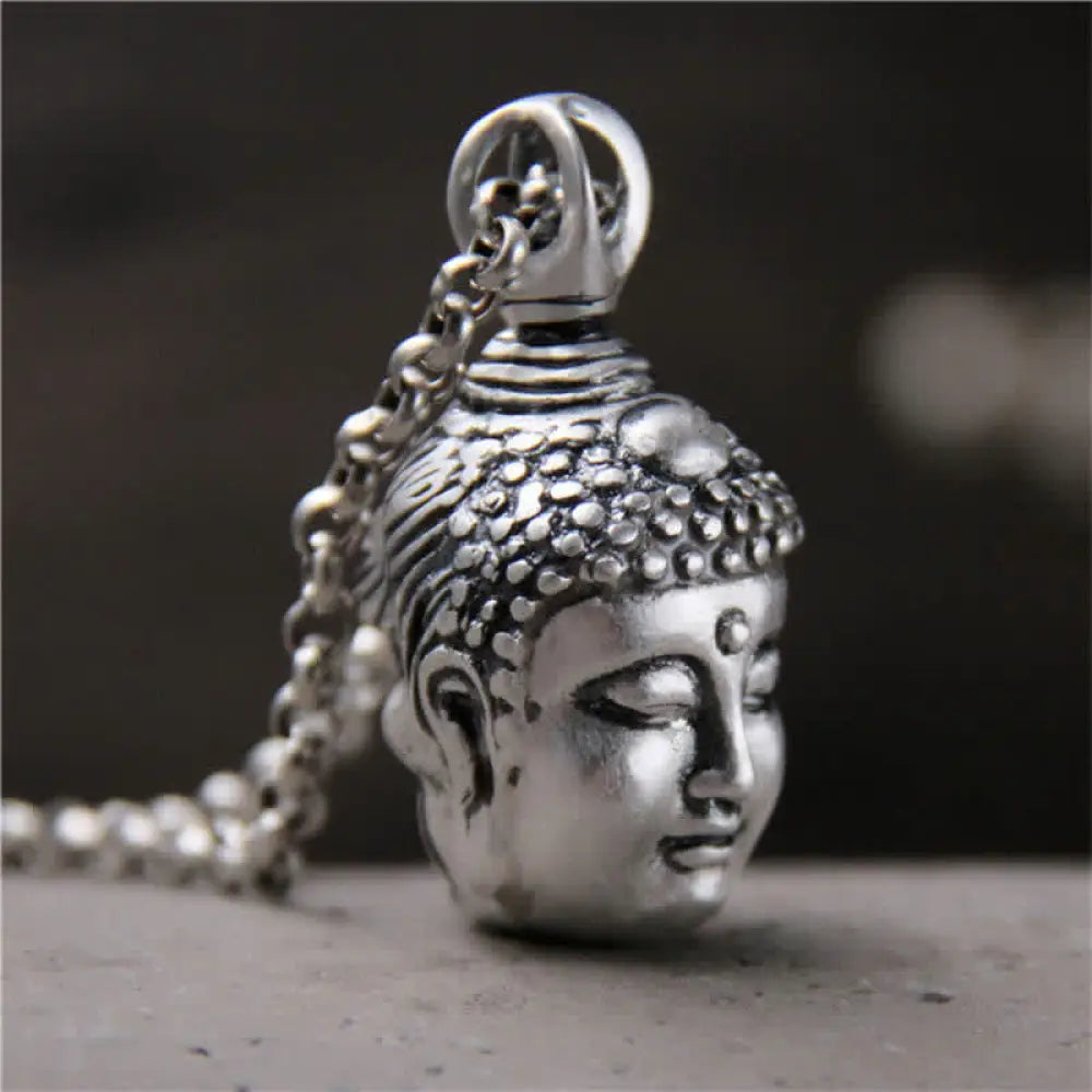 BWOOOH 999 Sterling Silver Buddha Demon Serenity Necklace Pendant