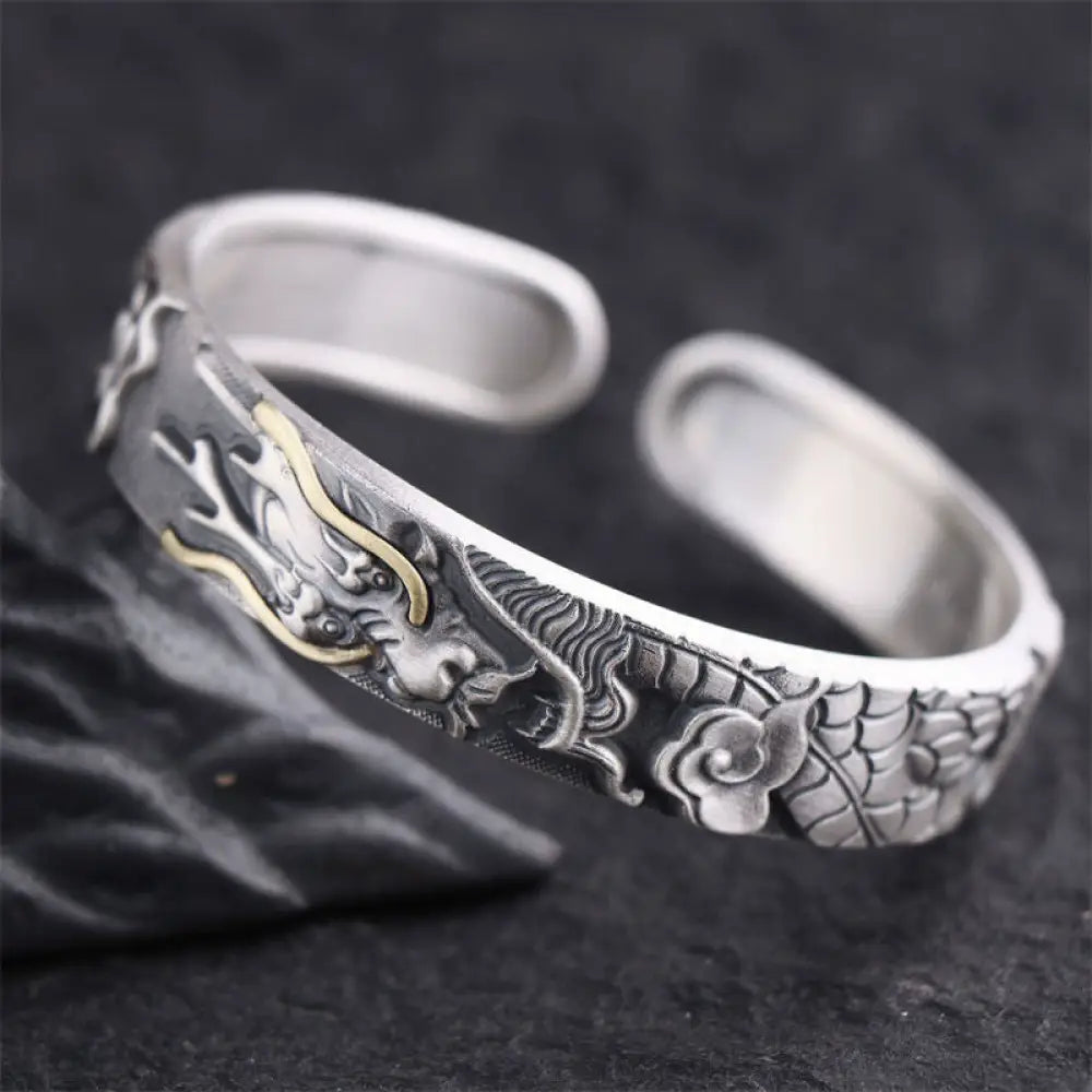 BWOOOH 999 Sterling Silver Dragon Strength Protection Bracelet Bangle - BWOOOH - DRAGON (Luck ♥ Strength)