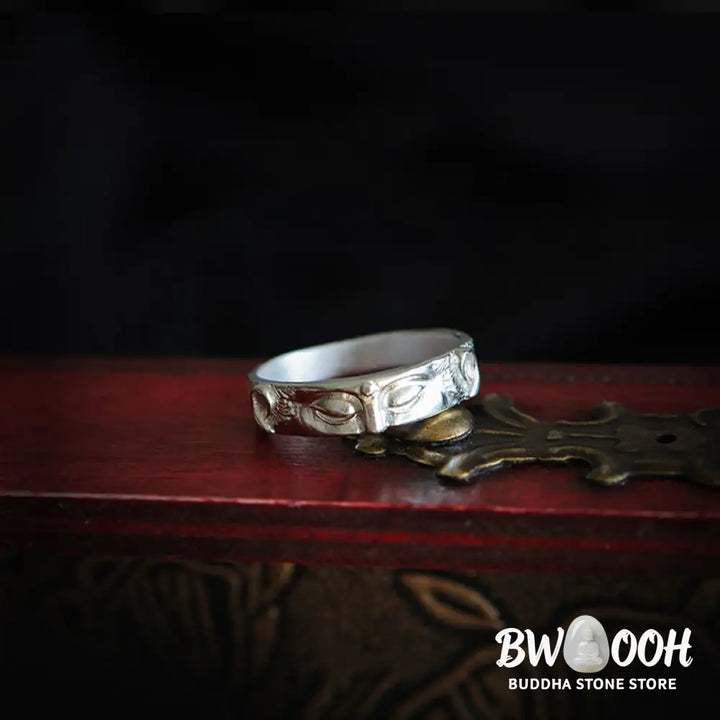 Buddha Stones 999 Sterling Silver Buddha Eyes Protection Ring - Ring