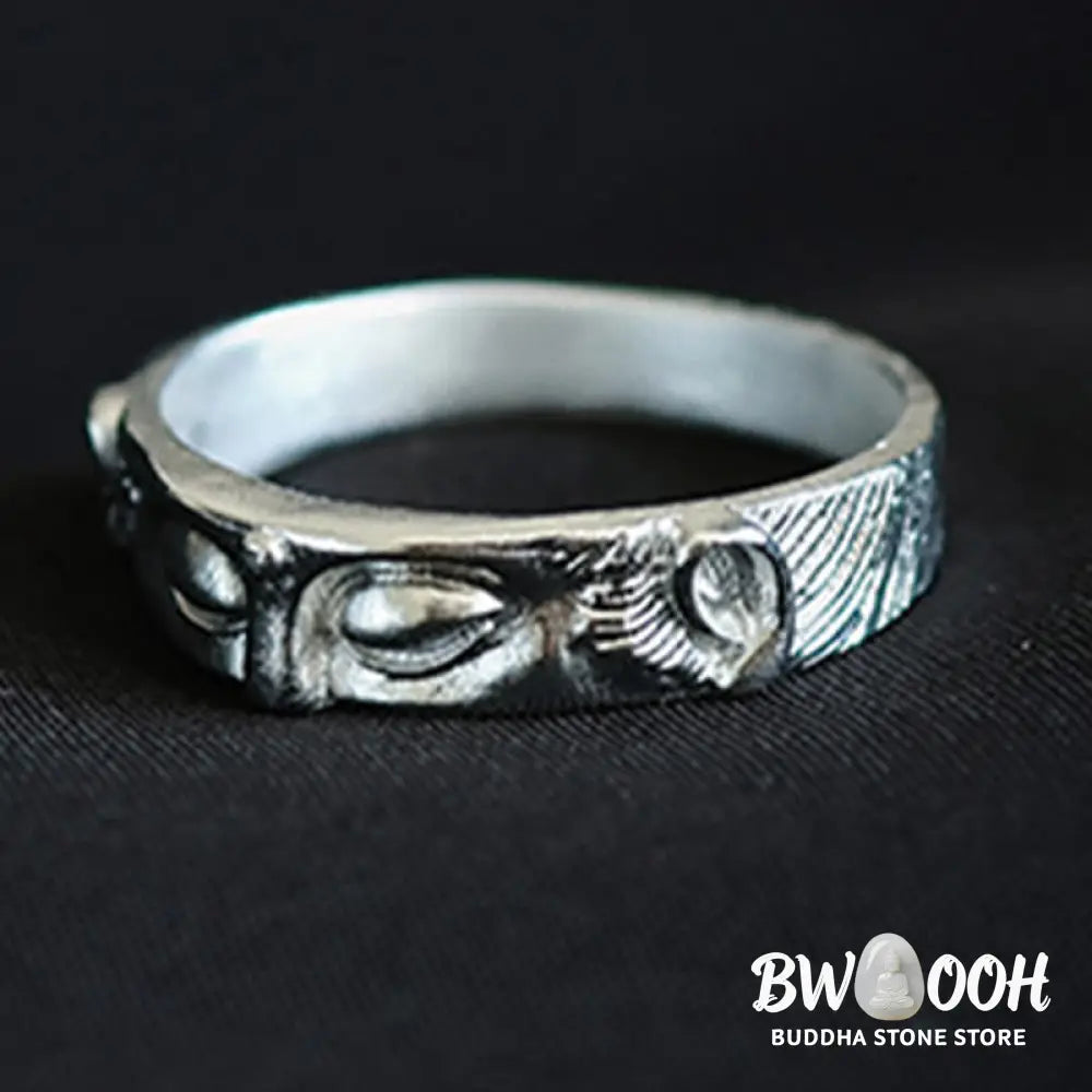 Buddha Stones 999 Sterling Silver Buddha Eyes Protection Ring - Ring