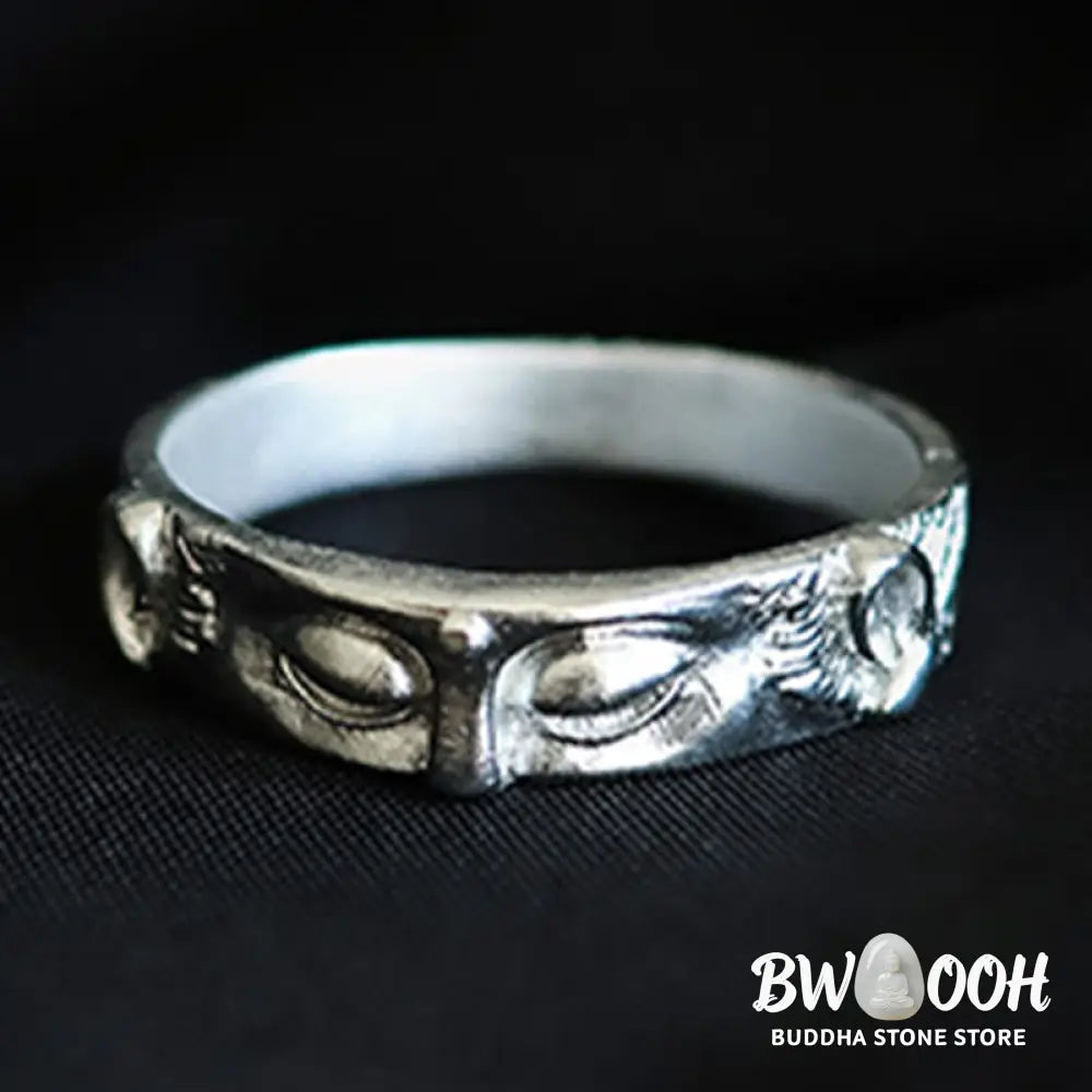 Buddha Stones 999 Sterling Silver Buddha Eyes Protection Ring - Ring