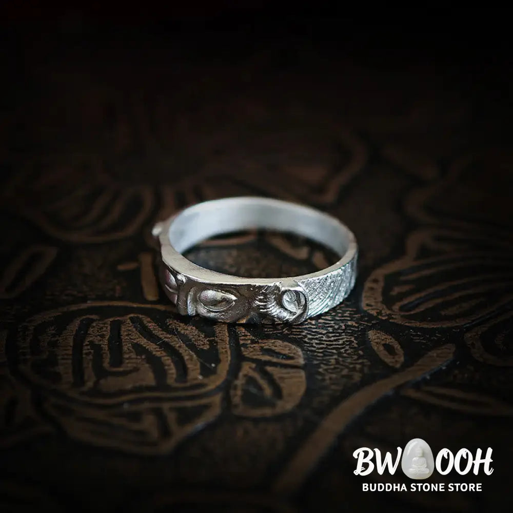 Buddha Stones 999 Sterling Silver Buddha Eyes Protection Ring - Ring