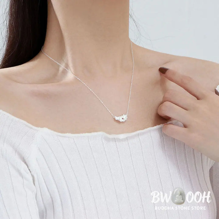 Buddha Stones 999 Sterling Silver Flower Blessing Necklace Pendant - BWOOOH - 999 Sterling Silver - Necklaces &amp; Pendants