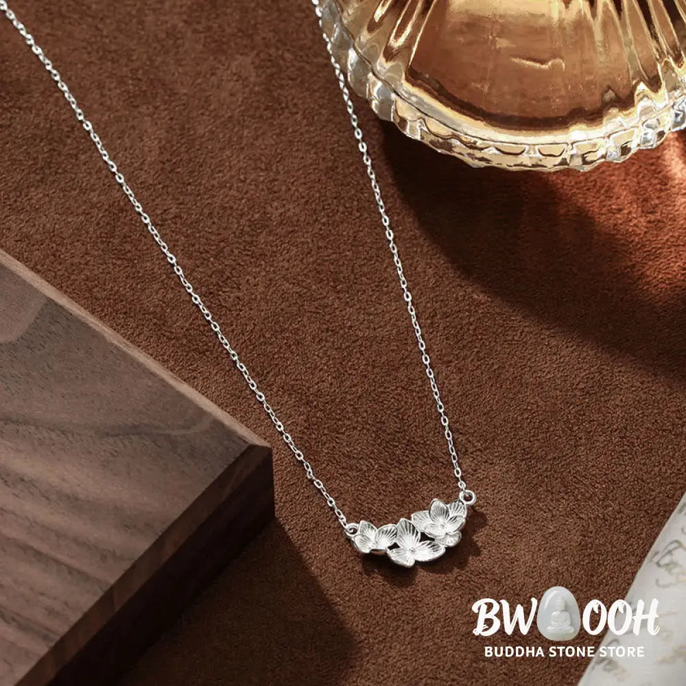 Buddha Stones 999 Sterling Silver Flower Blessing Necklace Pendant - BWOOOH - 999 Sterling Silver - Necklaces &amp; Pendants