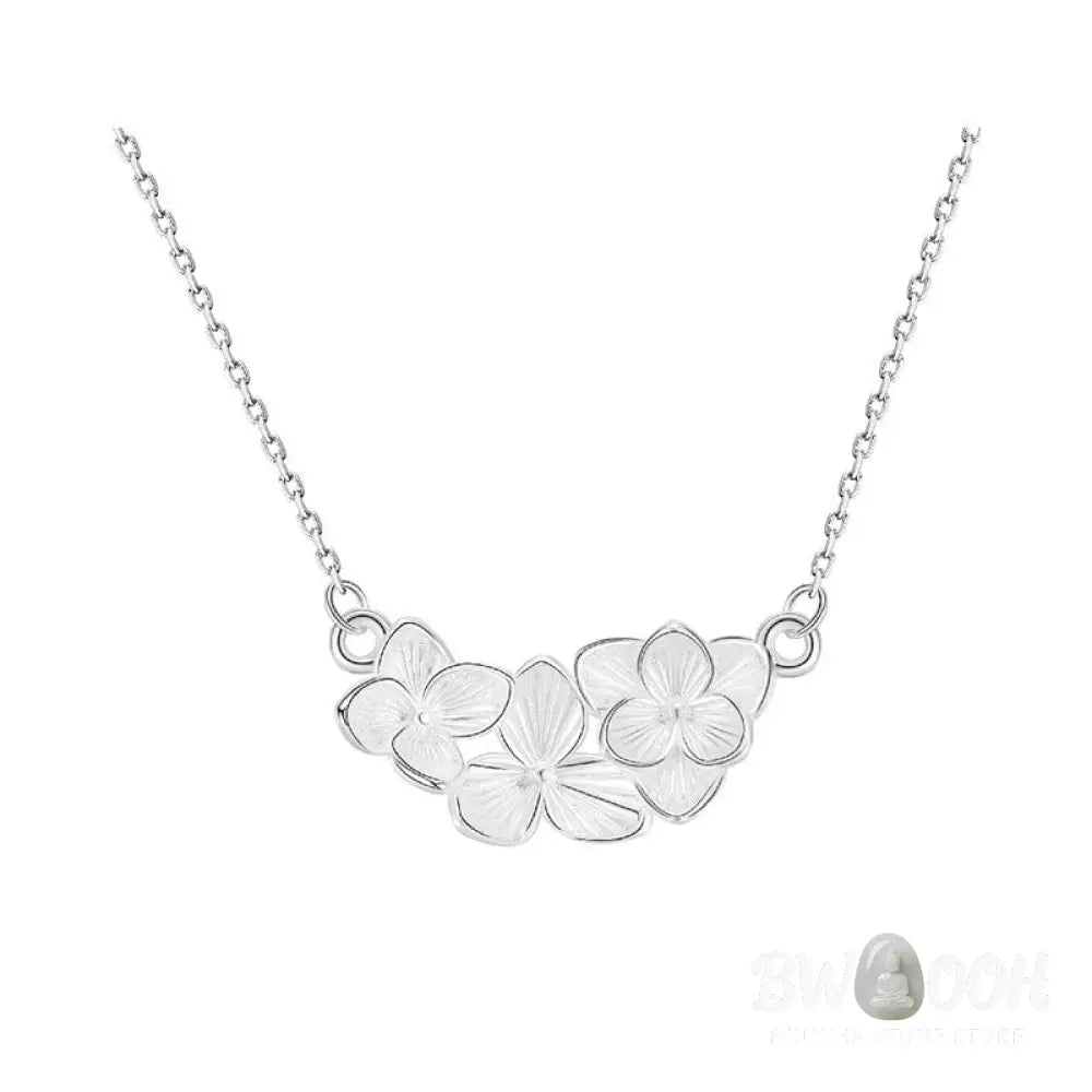 Buddha Stones 999 Sterling Silver Flower Blessing Necklace Pendant - BWOOOH - 999 Sterling Silver - Necklaces &amp; Pendants