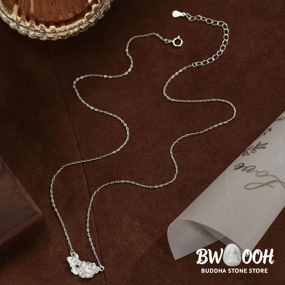 Buddha Stones 999 Sterling Silver Flower Blessing Necklace Pendant - BWOOOH - 999 Sterling Silver - Necklaces &amp; Pendants