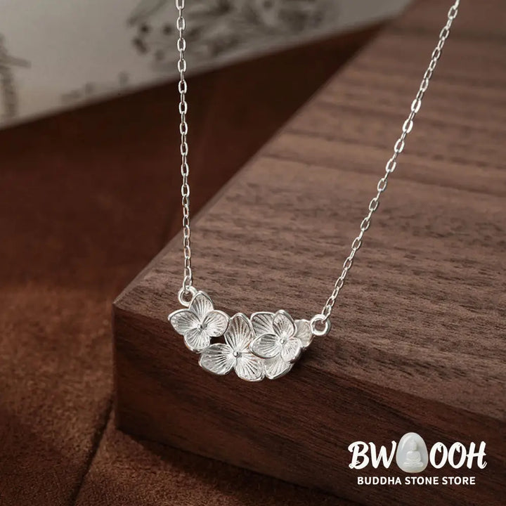 Buddha Stones 999 Sterling Silver Flower Blessing Necklace Pendant - BWOOOH - 999 Sterling Silver - Necklaces &amp; Pendants