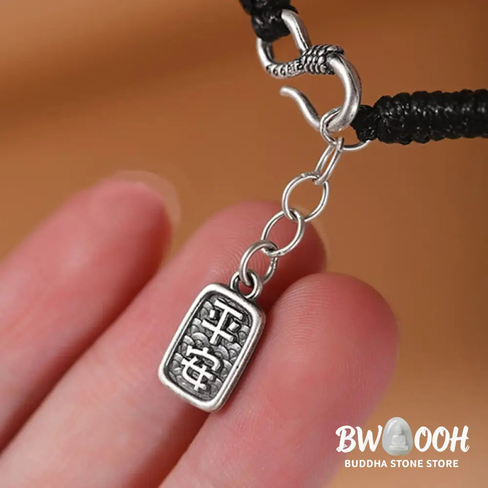 Buddha Stones 999 Sterling Silver Fu Character Peace Buckle Copper Coin Auspicious Clouds Fortune Bracelet - BWOOOH