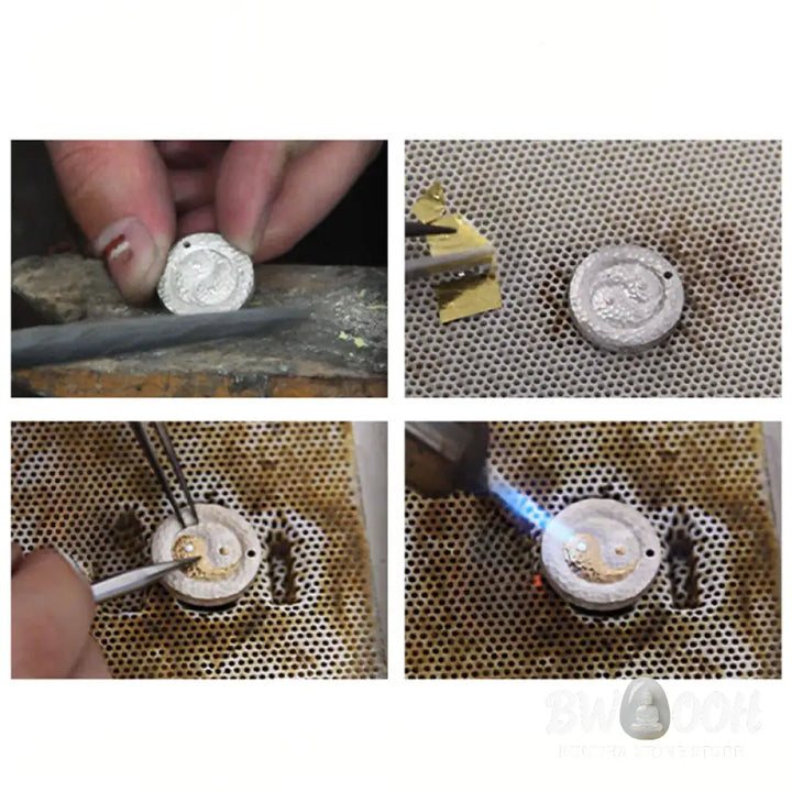 Buddha Stones 999 Sterling Silver 999 Gold Yin Yang Balance Titanium Steel Chain Necklace Pendant - BWOOOH - Yin Yang