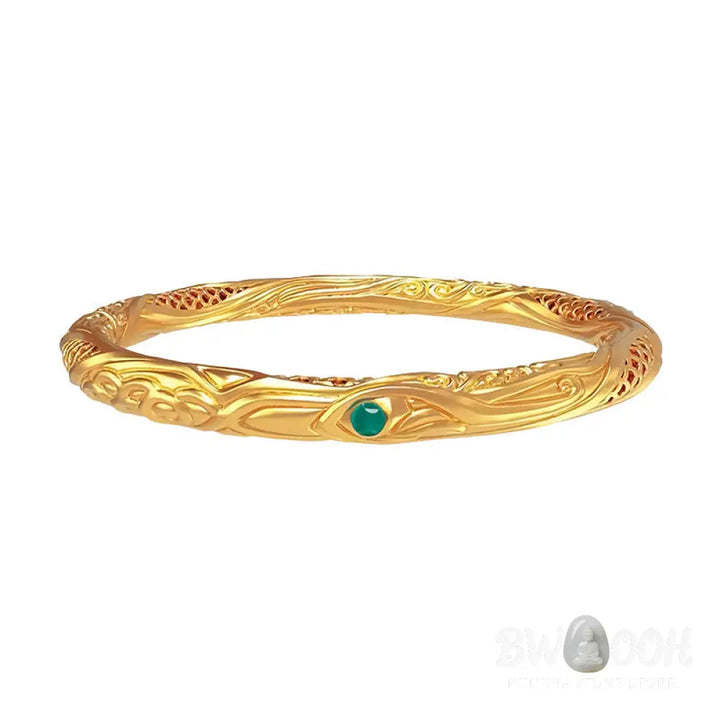 Buddha Stones 999 Sterling Silver Golden Flower Hollow Design Blessing Bracelet Bangle - BWOOOH - Bracelet Bangle