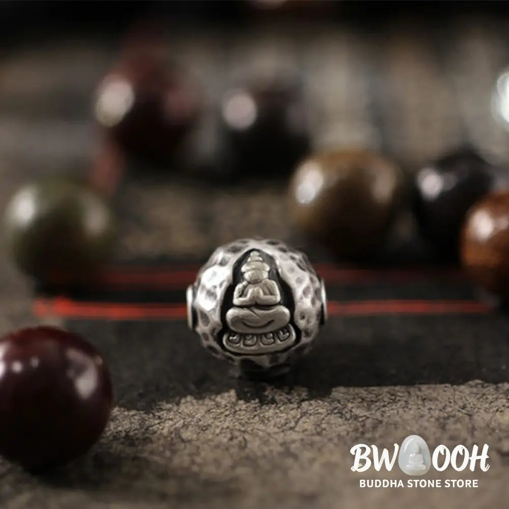 Buddha Stones 999 Sterling Silver Green Sandalwood Small Leaf Red Sandalwood Buddha Cure Bracelet - Bracelet