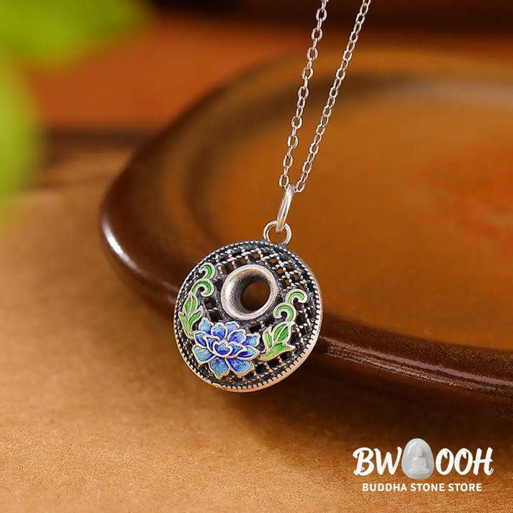 Buddha Stones 999 Sterling Silver Koi Fish Fu Character Lotus Peace Buckle Wealth Necklace Pendant - BWOOOH - Necklaces